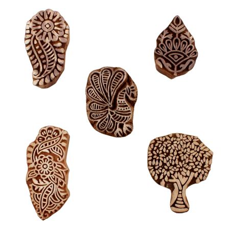 Set of 5 Piece New Mix Wooden Printing Blocks